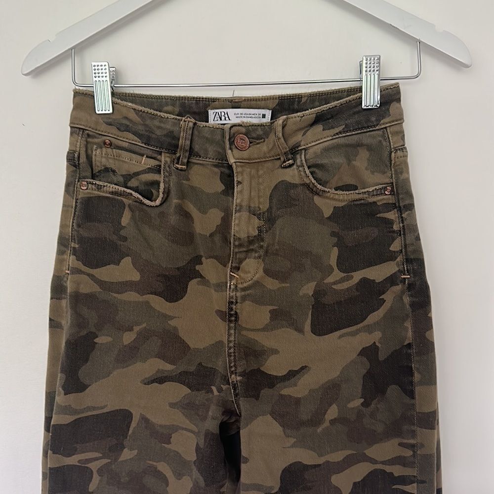 Zara camo straight leg jeans